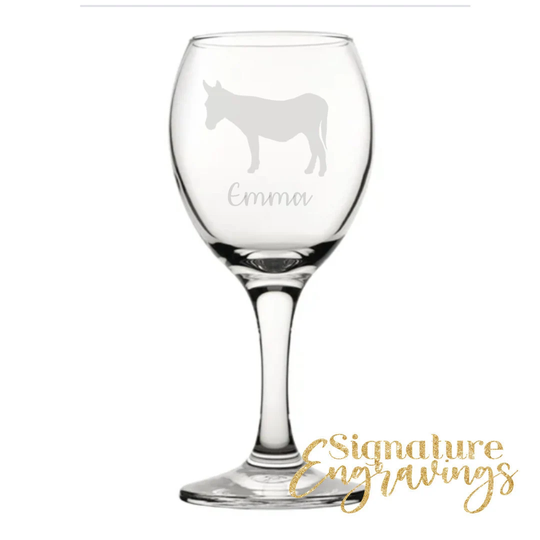 Personalised Donkey Engraved Wine Glass, Gift, Gifts, Lover