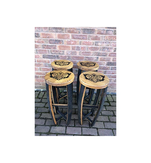 Cheeky Chicks Smirnoff Branded Stools Set Of 4 Recycled Oak Whiskey Barrels