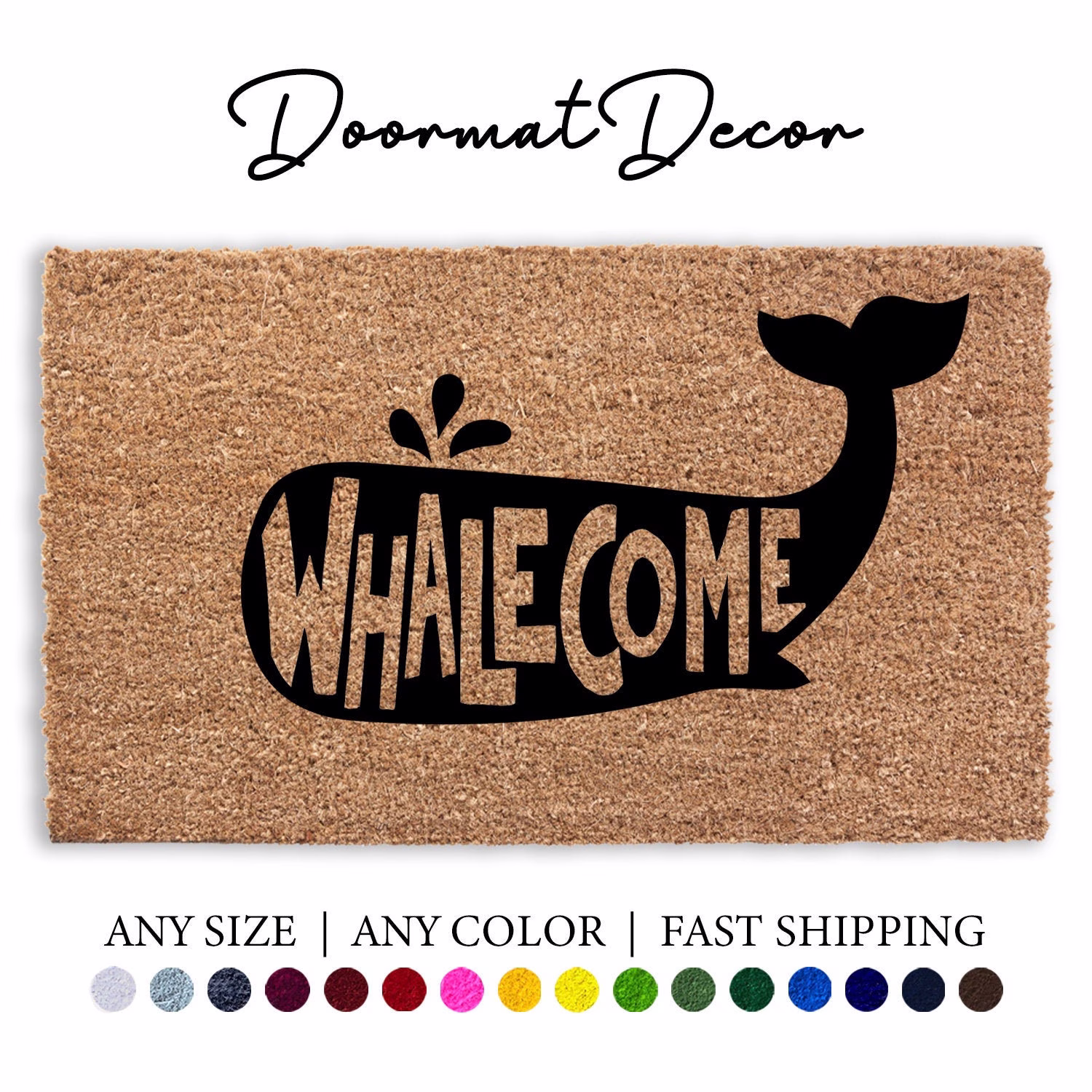 Whalecome Doormat, Funny Whale Oars Summer Lake Door Mat Outdoor Welcome Mat, Custom Personalized Client Gift, Decor
