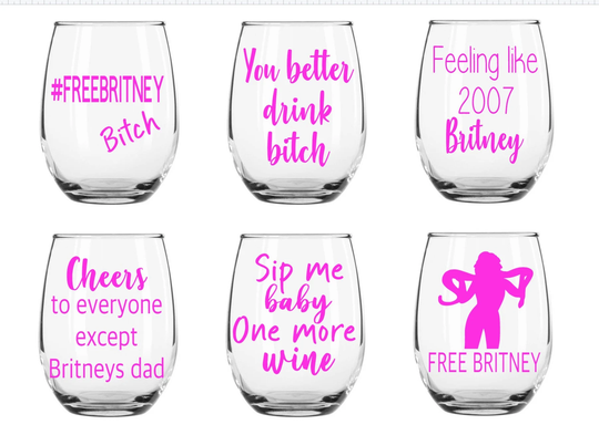Britney Spears Wine Glass | Free Black Out #freebritney Gift For Her Friend