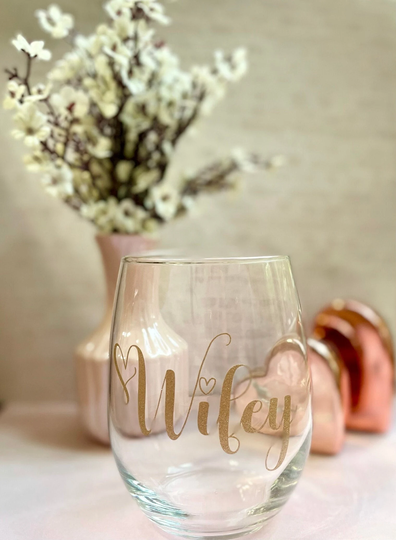 stemless Wine Glass - Wifey Bride Personalized Mrs Just Engaged