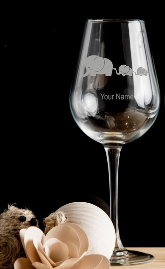 Elephant Family Personalised Wine Glass Red Wine, White Wine - Hand Etched Gift Bartender.77