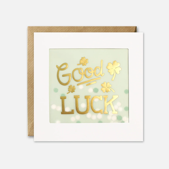 Gold Clovers Good Luck Card With Paper Confetti - Shakies By James Ellis