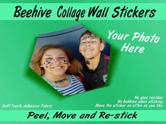 Beehive Collage Wall Stickers | Removable & Reusable Matt Finish Woven Fabric With Adhesive Backing Great Gift For The Family