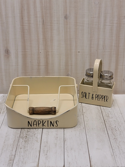 Napkin Holder, Tray, Paper Salt & Pepper Shakers, Farmhouse Decor, Table Decor