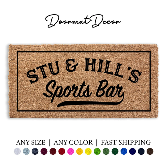 Customized Bar Game Room Doormat, Gameroom Pool House Home Decor, Business Logo Rug, Sports Bar, Flocked Coir Door Mat