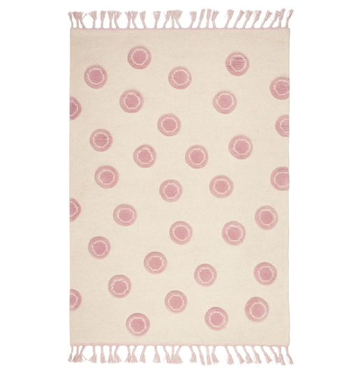 Ring Handmade Kilim Wool Natural/Pink Rug