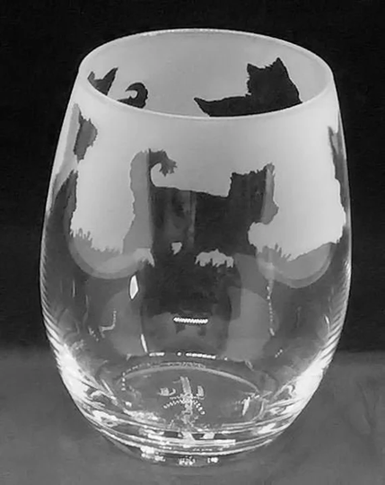 36Cl Stemless Wine/Water Glass With Yorkshire Terrier Design