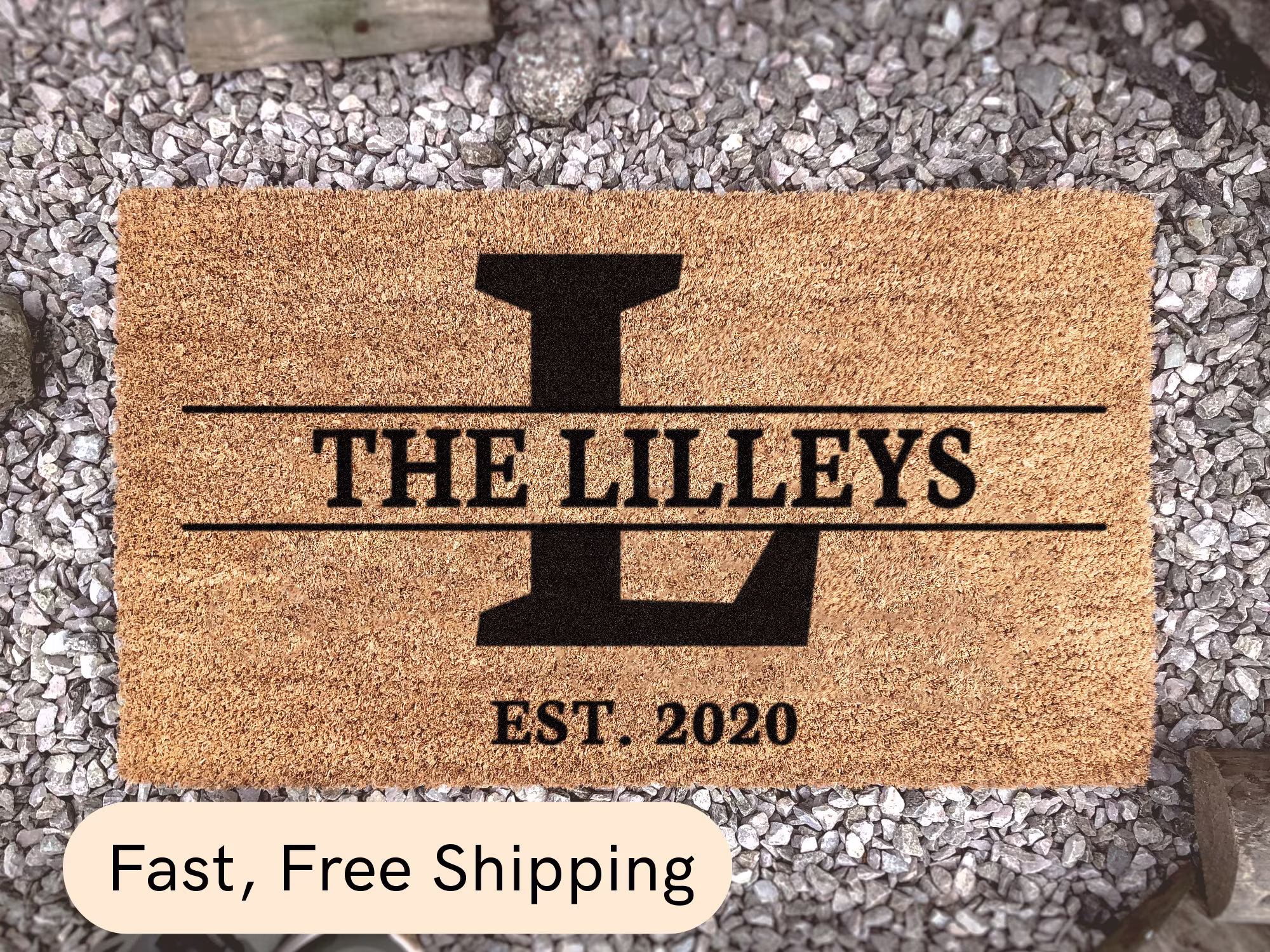 Monogram Doormat - Custom Door Mat Personalized Home Decor Gift Housewarming Family Name Rug Est Date