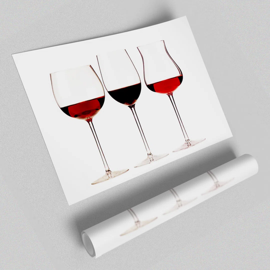 Red Wine Glasses - Graphic Art Print on Paper