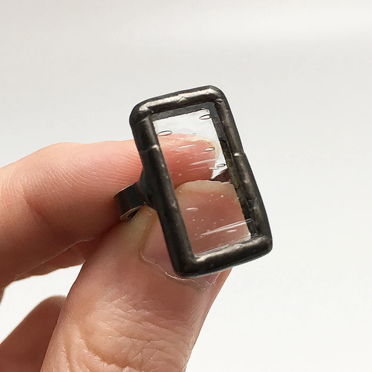 Ice Cold - Size 5.5 Sterling Silver Stained Glass Ring