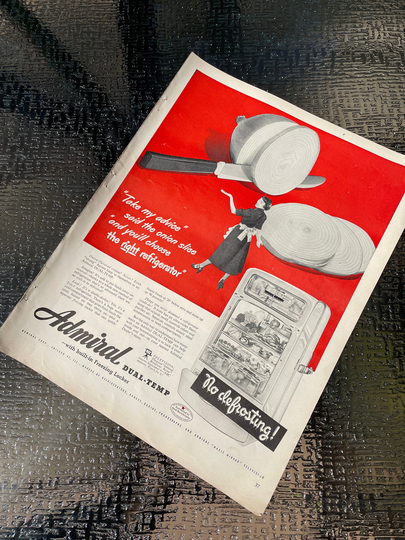 Vintage Kitchen Advertisement | Admiral Refrigerator 1940S Gift Ideas Home Decor Retro Ads