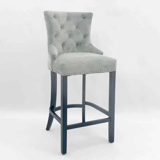 Dark Grey Velvet Bar Stool