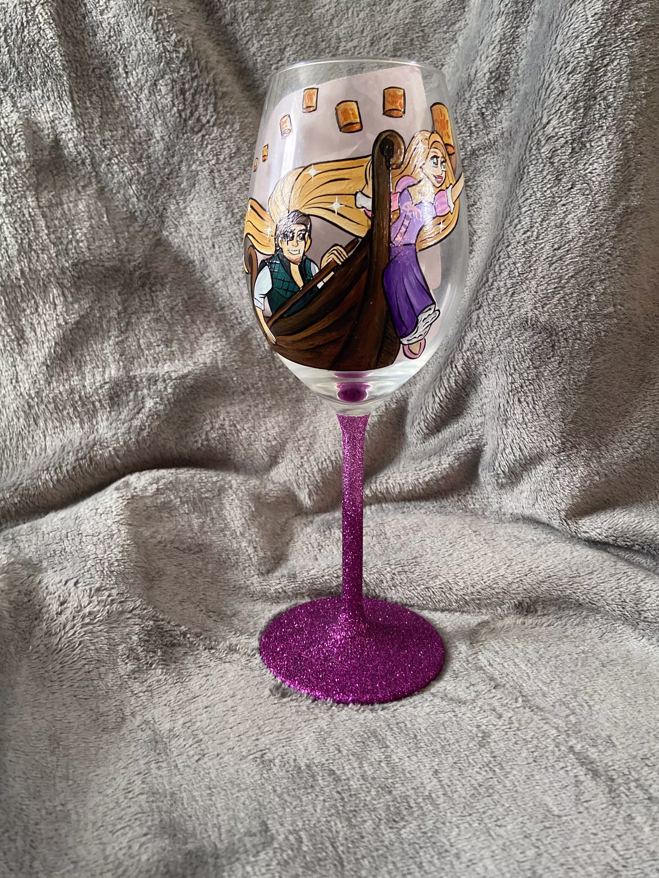 A Lantern Sky Hand Painted Wine Glass