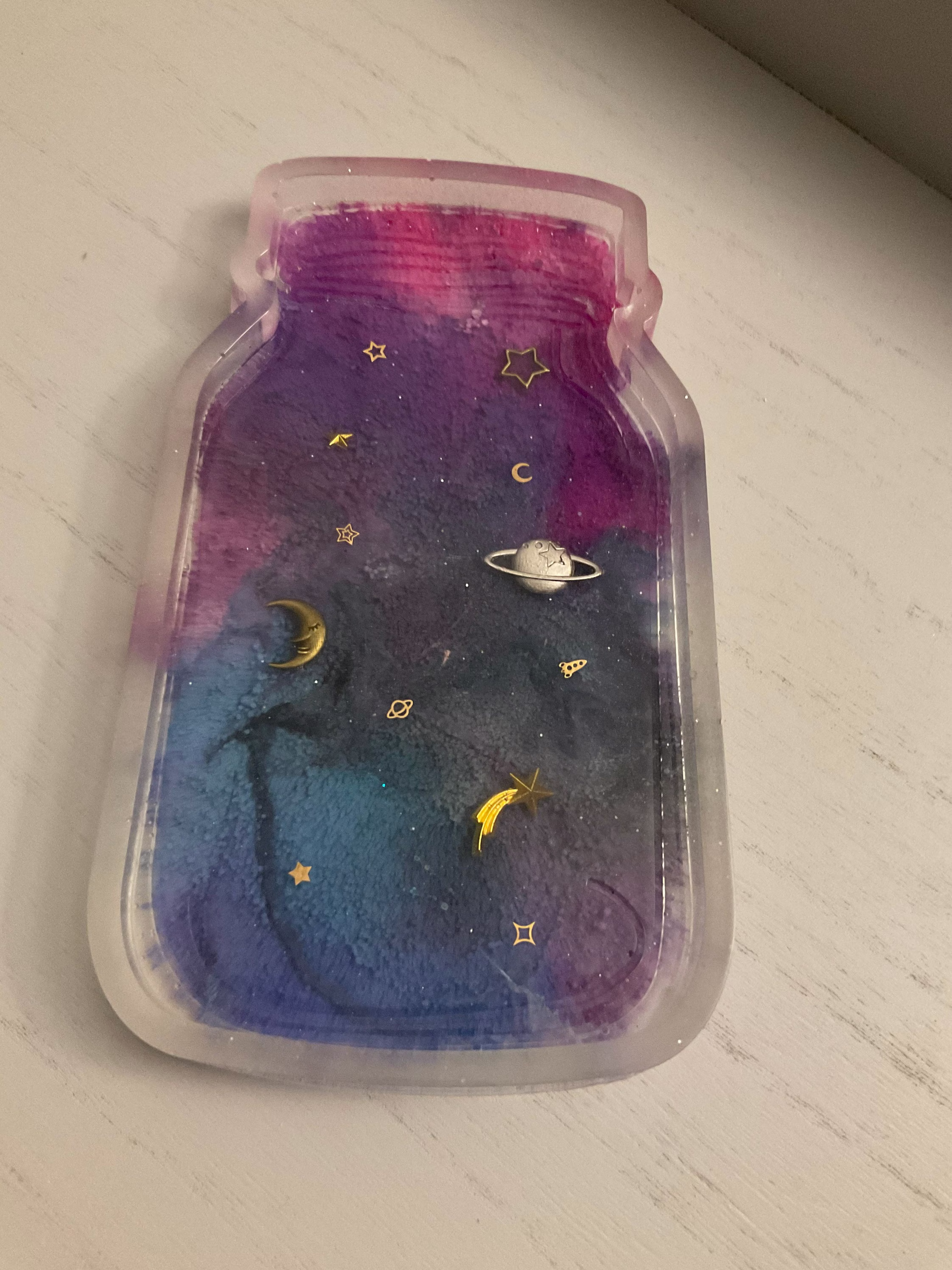 Galaxy Resin Tray, Mason Jar Shaped