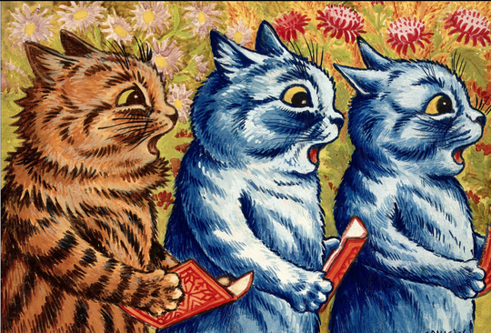 Three Cats Singing By Louis Wain, 1925-1939 - Postcard