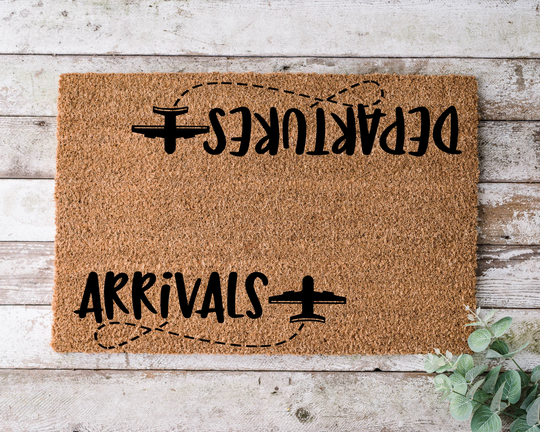 Arrivals Departures, Door Mat, Funny Doormat, Wedding Gift, Housewarming Gift, Home Welcome Closing Gift - 1005