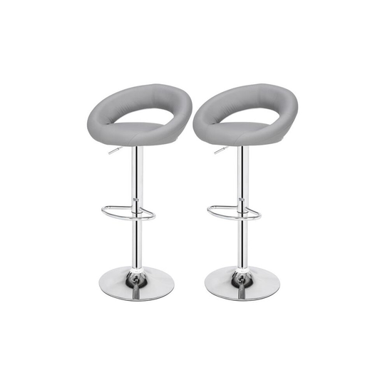(Grey) Bar Stool Set of 2 with Crescent Backrest