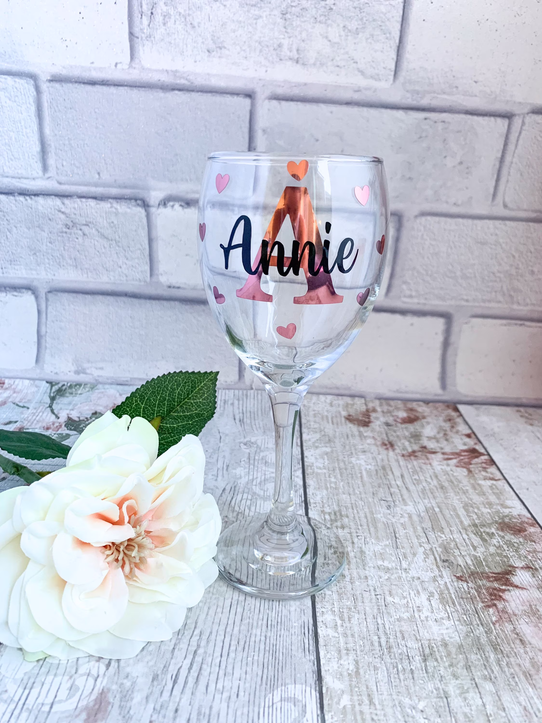 Initial Wine Glass, Custom Personalised Glasses, Wine Glass With Initial, Gift, Name UK