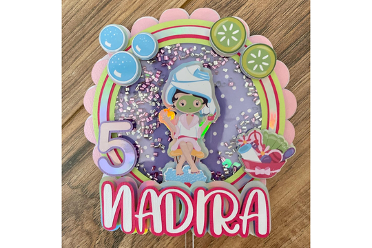 Girl Spa Party Cake Topper, Birthday Party, Decorations