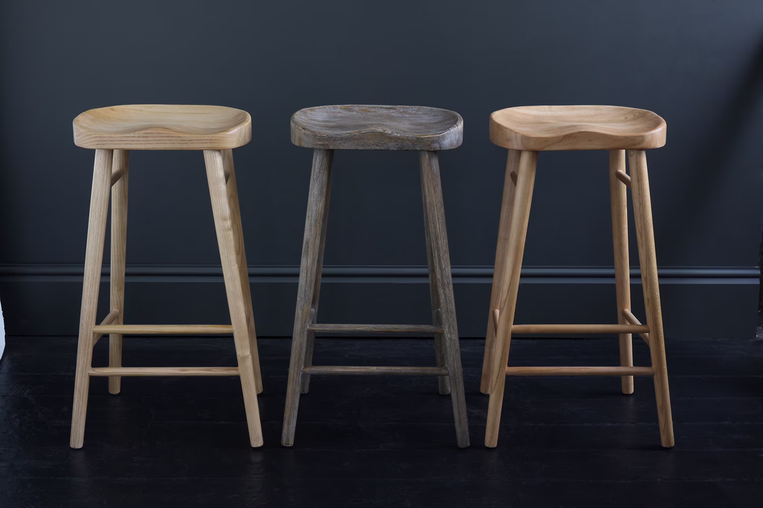 Shaker Bar Stool Solid Wood Kitchen Counter Seating - Nordic Scandinavian Style Ash, Elm Or Oak