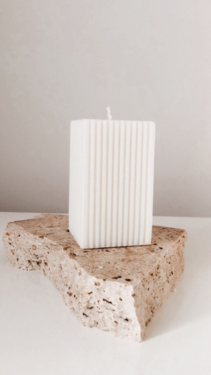 Diy Candle Making Square Ribbed Pillar Mould - White Sculpture Candle Art Deco Mould, Ripple Mould