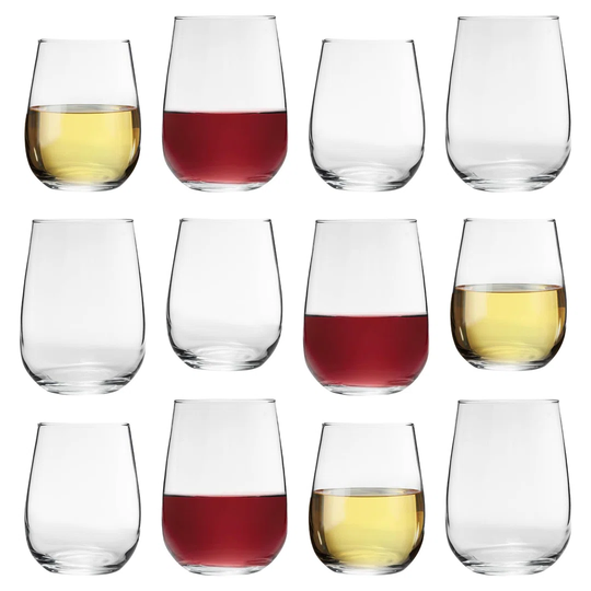 LAV 12Pc Gaia Stemless Wine Glasses Set - Clear