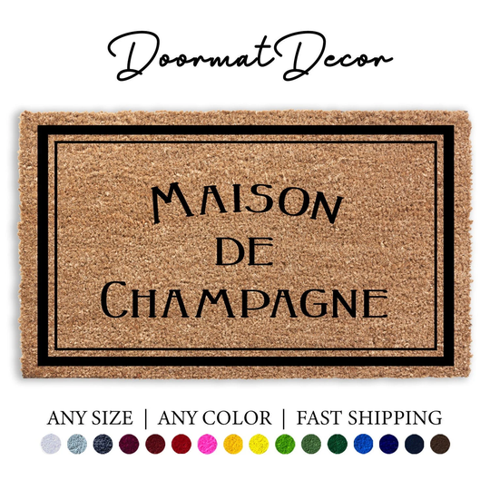 Maison De Champagne Flocked Coir Doormat, Outdoor Welcome Mat, Custom Personalized Door Housewarming, French Doormat Decor
