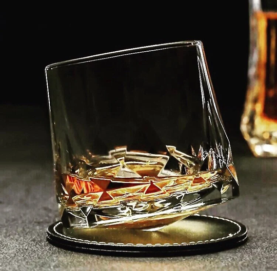 Diamond Whiskey Glasses, Glass Set, Scotch Glass, Unique Cocktail Rotating, Barware Gifts For Him, Groomsmen