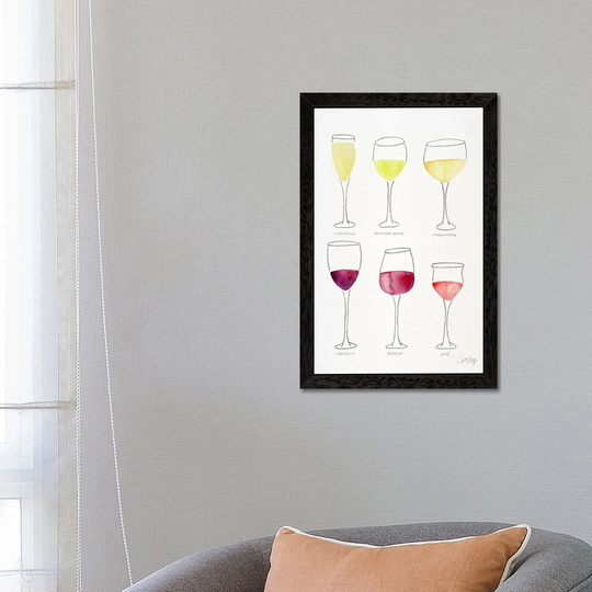 'Wine Glasses' by Cat Coquillette - Floater Frame Painting Print on Canvas