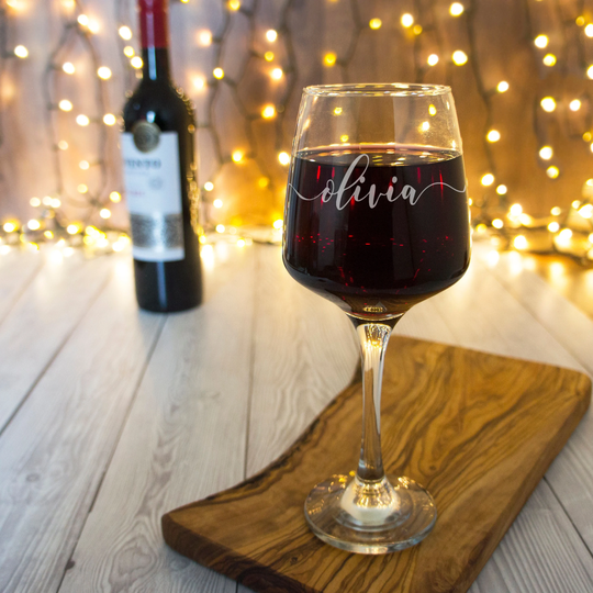 Personalised Red Wine Glass Engraved With Name. Birthday Glasses Gift For Her. Unique Gifts Women Mothers Day Mum