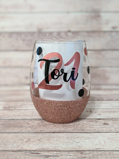 Birthday Girl Wine Glass, Glitter Shot Glass