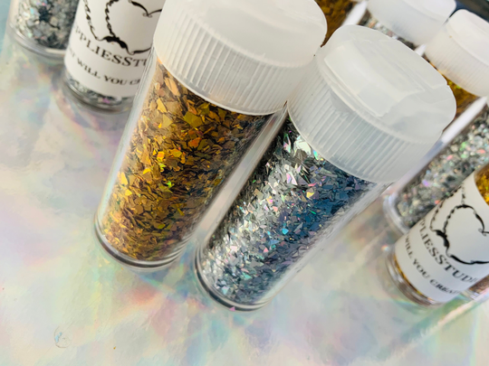 2x New Holographic Shaker Flakes , Glitter Shakers Holographic , Glitter , Tumbler Slime Resin Nail Art
