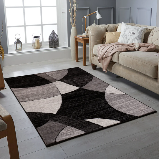 Dhurrie Black/Gray/Silver Rug