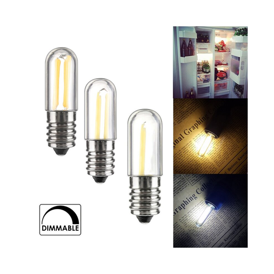 (E12 4W, Cool White) Mini E14 E12 LED Fridge Freezer Filament Light COB Dimmable Bulbs 1W 2W 4W Lamp