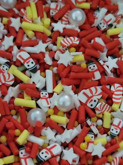 Snowman Mix Polymer Clay Slices - Fimo Slime Shaker Bows Filler Clip Filler- Fake Sprinkles