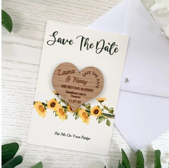 Personalised Wooden Heart Save The Date Magnet