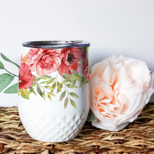 Red Poppy Floral Watercolor Stainless Steel Wine Tumbler