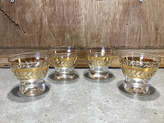 Vintage Set Of 4 Gold Floral Dessert Cups, Old Hollywood Regency Decor