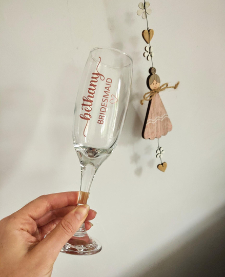 Personalised Prosecco Glass, Champagne Flute, Bridesmaid Wedding Bridal Party Bride Glass