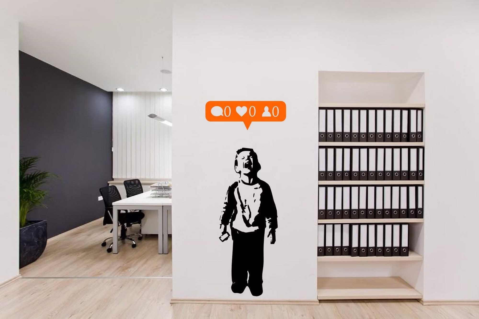 Banksy Social Media Boy Iconic Graffiti Urban Art Large Vinyl Wall Sticker Removable Decal Decoration For Home, Office, Cars, Vans, Fridge