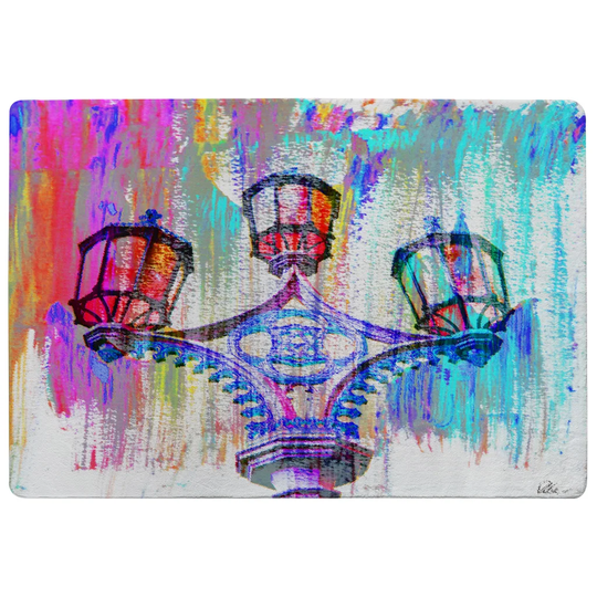 Herman Big Ben Street Lamps Designer Shaggy Blue/Pink Rug