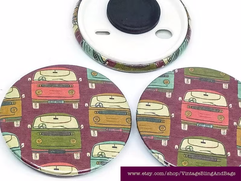 45mm Hippy Campervan Magnet, Retro Fridge Noticeboard Magnets, Refrigerator Kitchen Decor