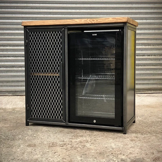 Industrial Style Sideboard With Beer Cooler Fridge - Drinks Cabinet
