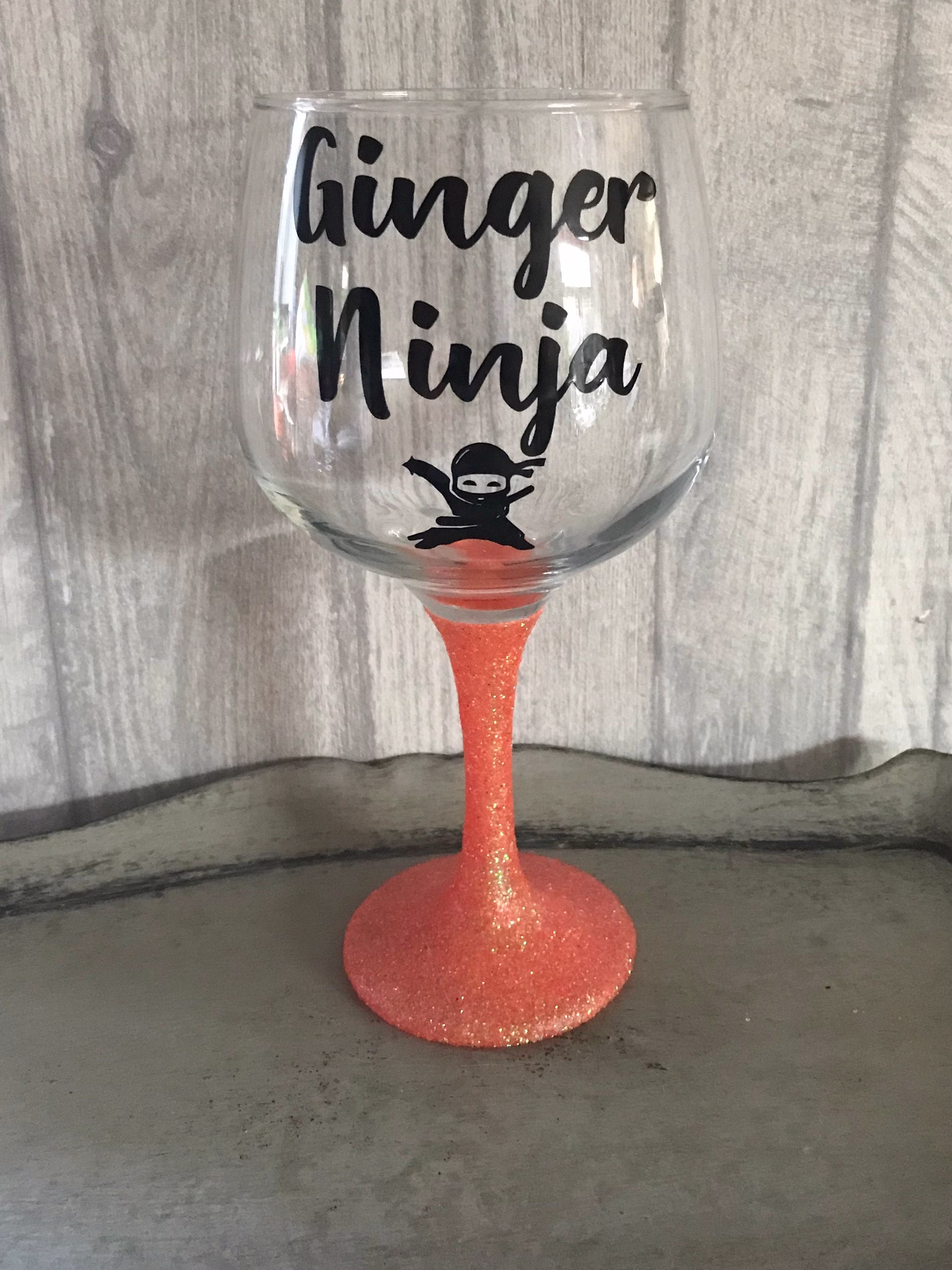 Ginger Ninja Gin Glass | Orange Glittery Stem Present Gift Christmas