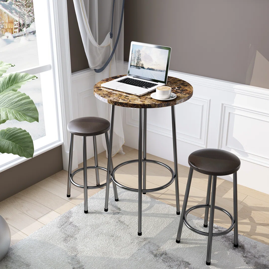 3-Piece Pub Table Set With 2 Stools, Counter Height Bar Table Set, Breakfast Dining Table For Home, Kitchen, Living Room