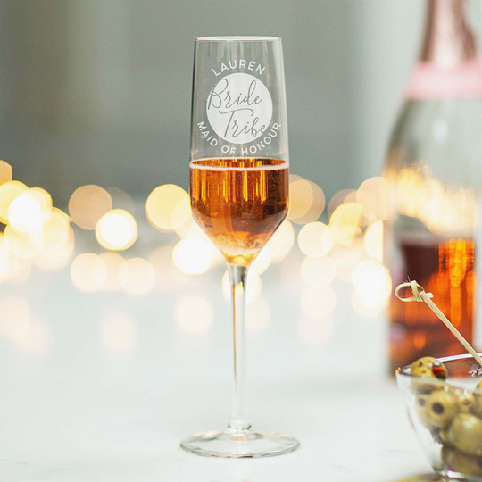 Personalised Hen Party Champagne Flute Gift For Her Bride Friends Bridesmaid Bridal Shower Do Wedding Memento Prosecco Glass - Pcf187