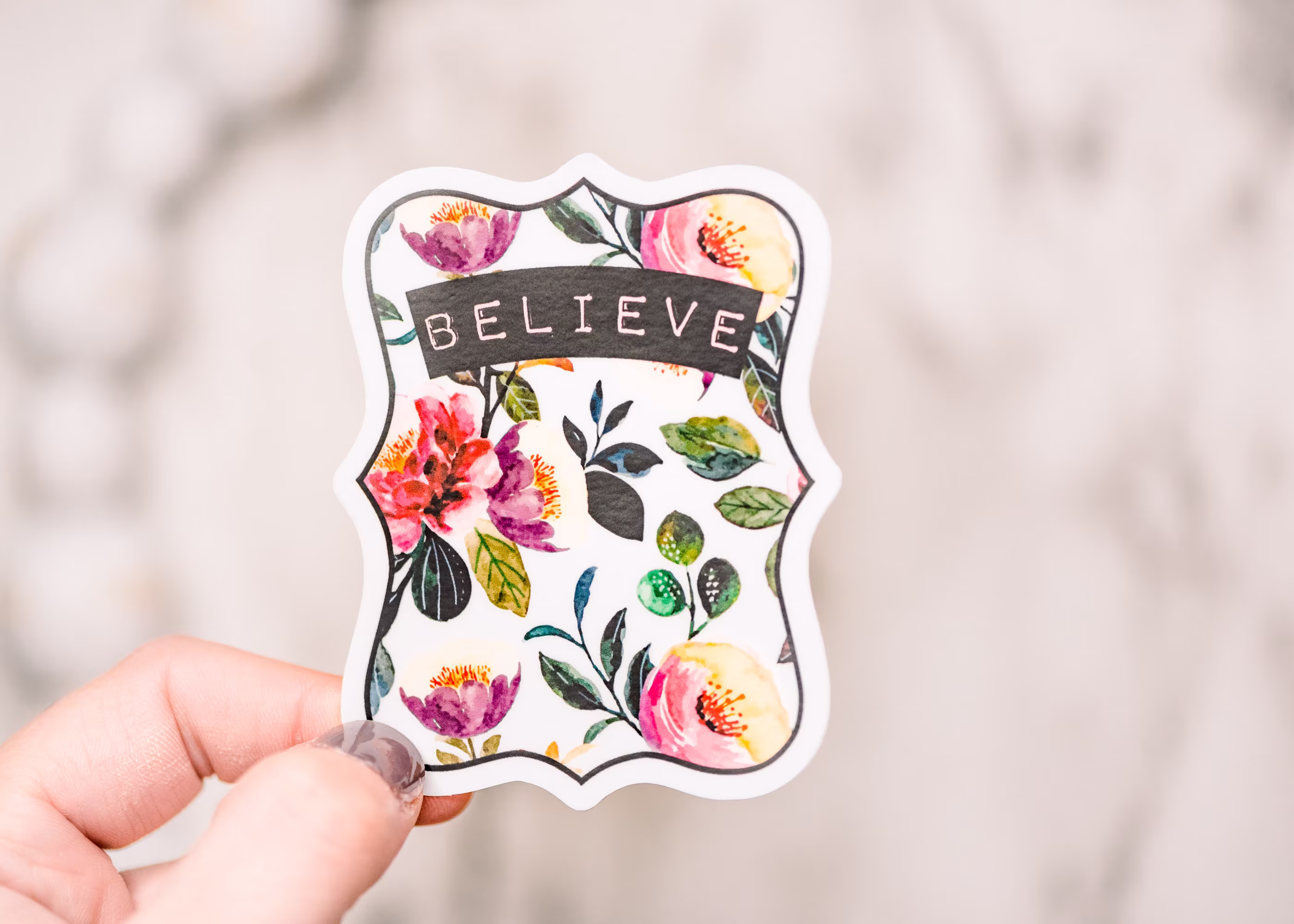 Believe Sticker, Die Cut Label, Floral Decal, Social Worker Gift, Fruit Botanical Career Stickers, Vinyl Car Decal