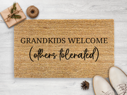 Grandkids Welcome Others Tolerated - Christmas Gift Personalized Family Mat Custom Coir Doormat Housewarming