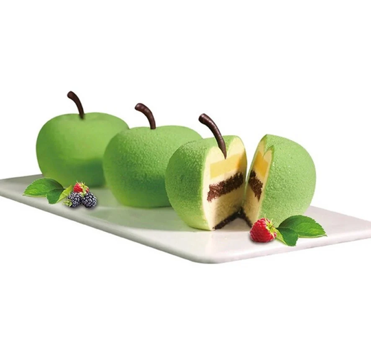 x1 6 Cavity Apple Fruit Shaped Candle, Soap, Cake Baking Mould/Mold Chocolate, Sweet, Jelly, Clay, Ice Cream - White Soft Silicone